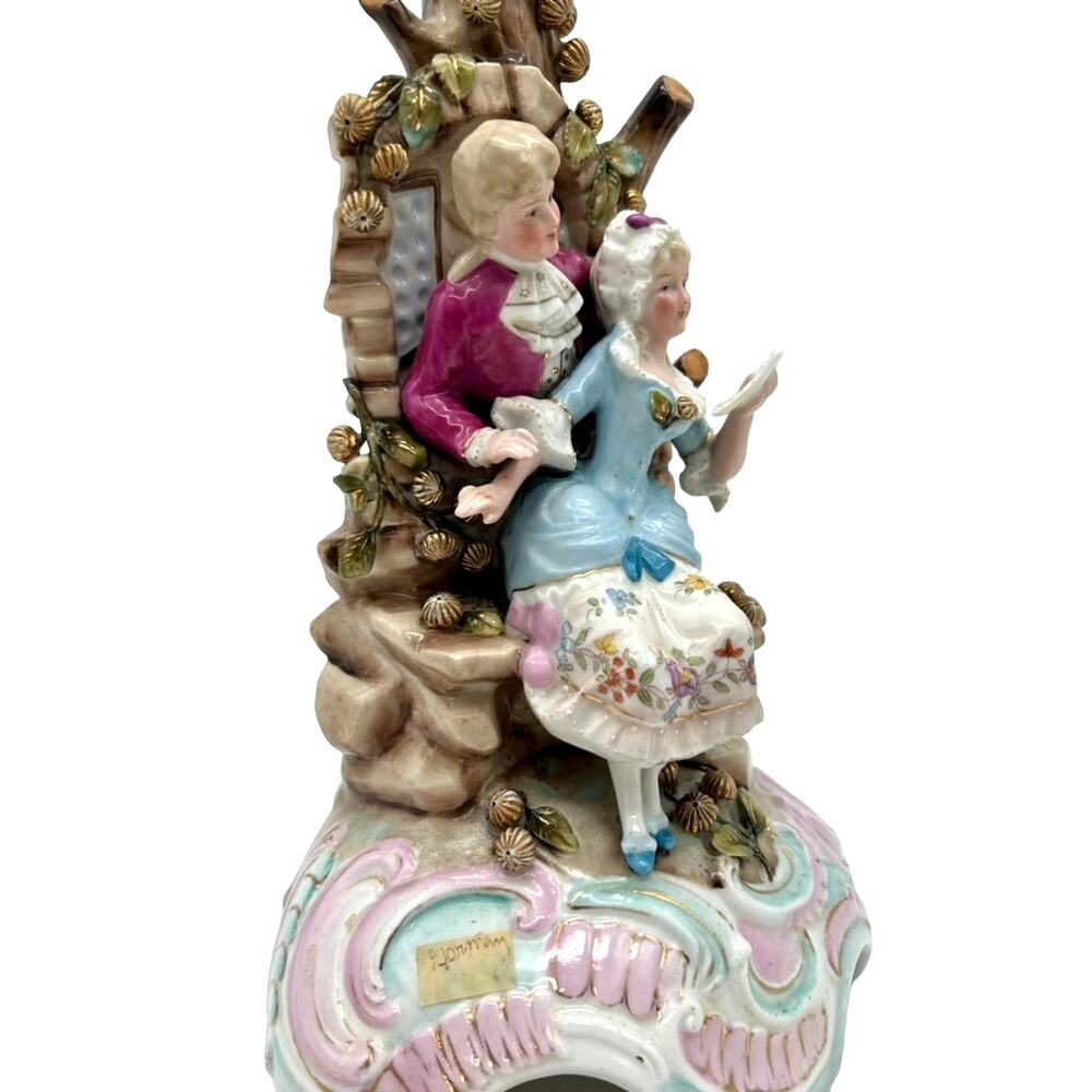 Antique Conta Boehme German Porcelain Courting Couple Figural Candle Holder 11" - Picture 2 of 12